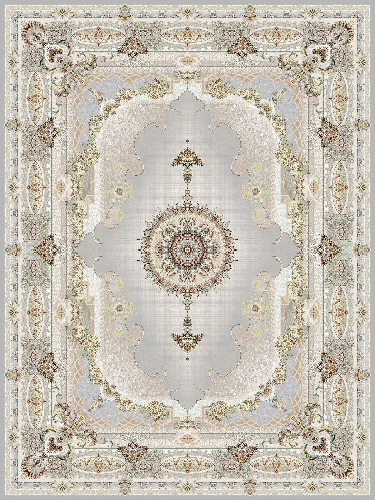 Salar Traditional Persian Area Rug Silver