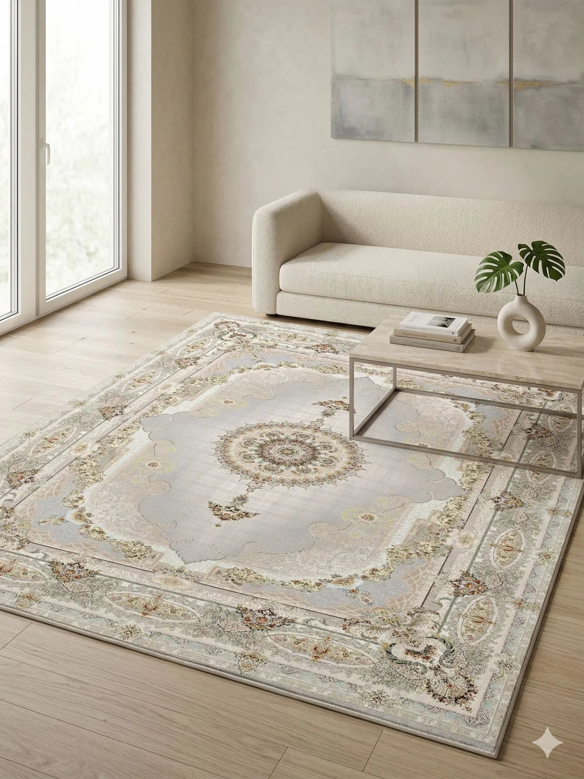 Salar Traditional Persian Area Rug Silver