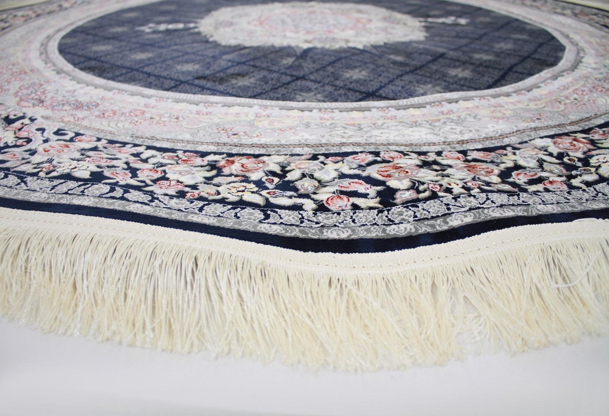 Timche 3184 Dark Blue Round Rug - Australian Rugs