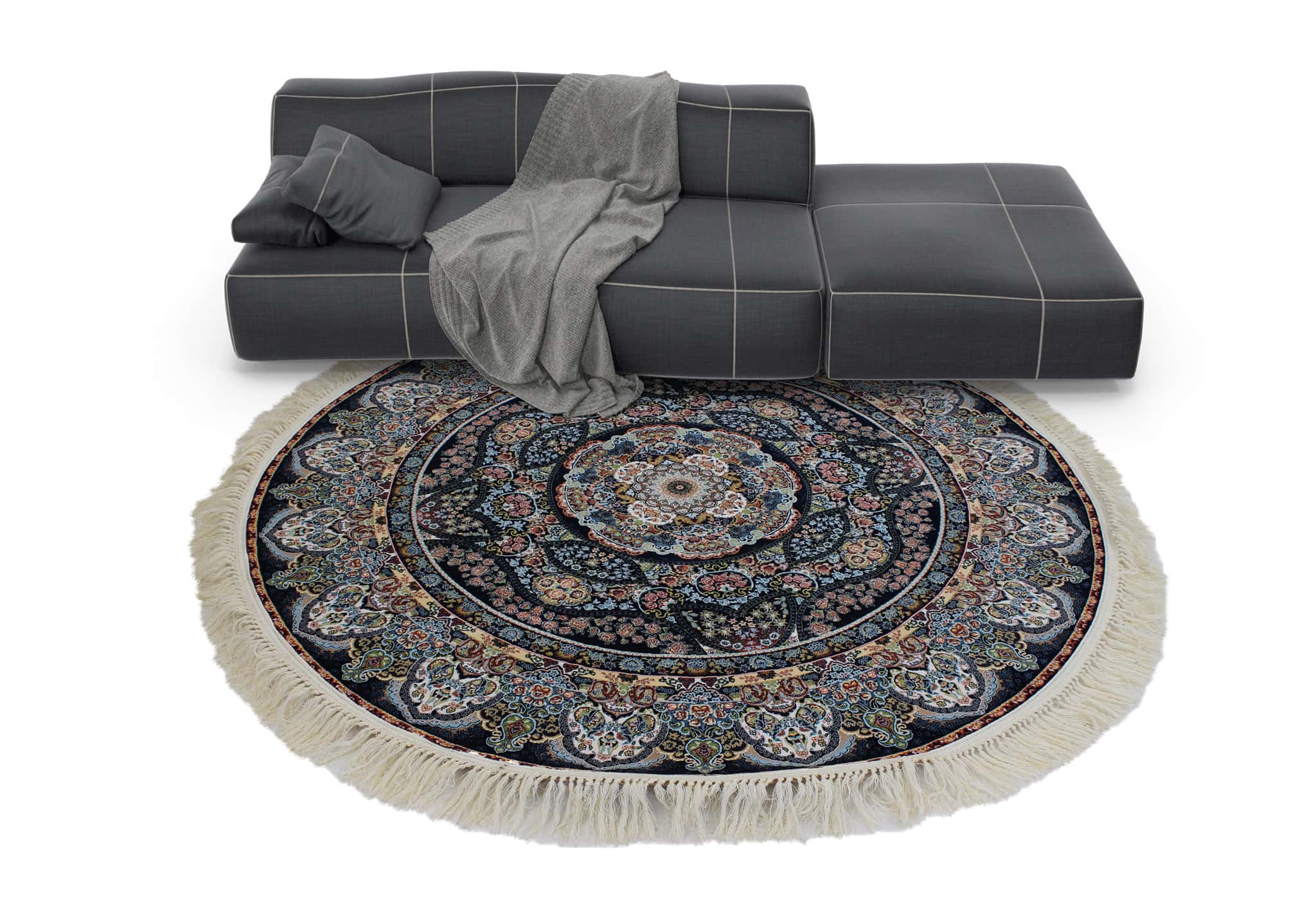 Zartosht 3780 Navy Round Rug - Australian Rugs