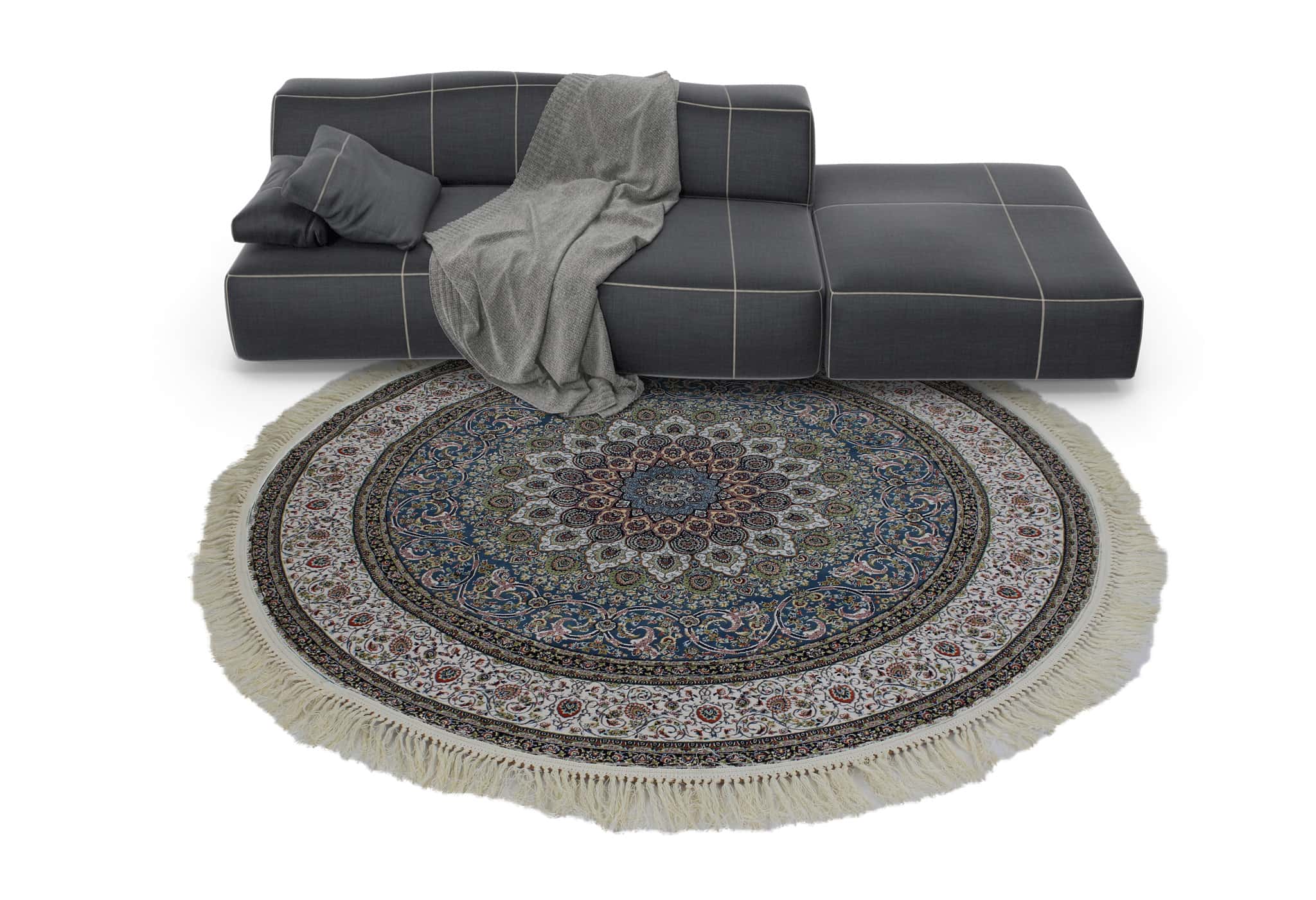 Zartosht 4545 Dark Blue Round Rug - Australian Rugs