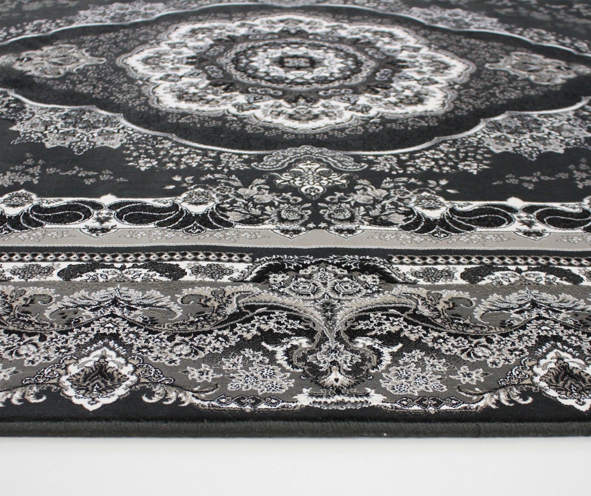 Zartosht 4730 Coal/Black White Round Rug - Australian Rugs