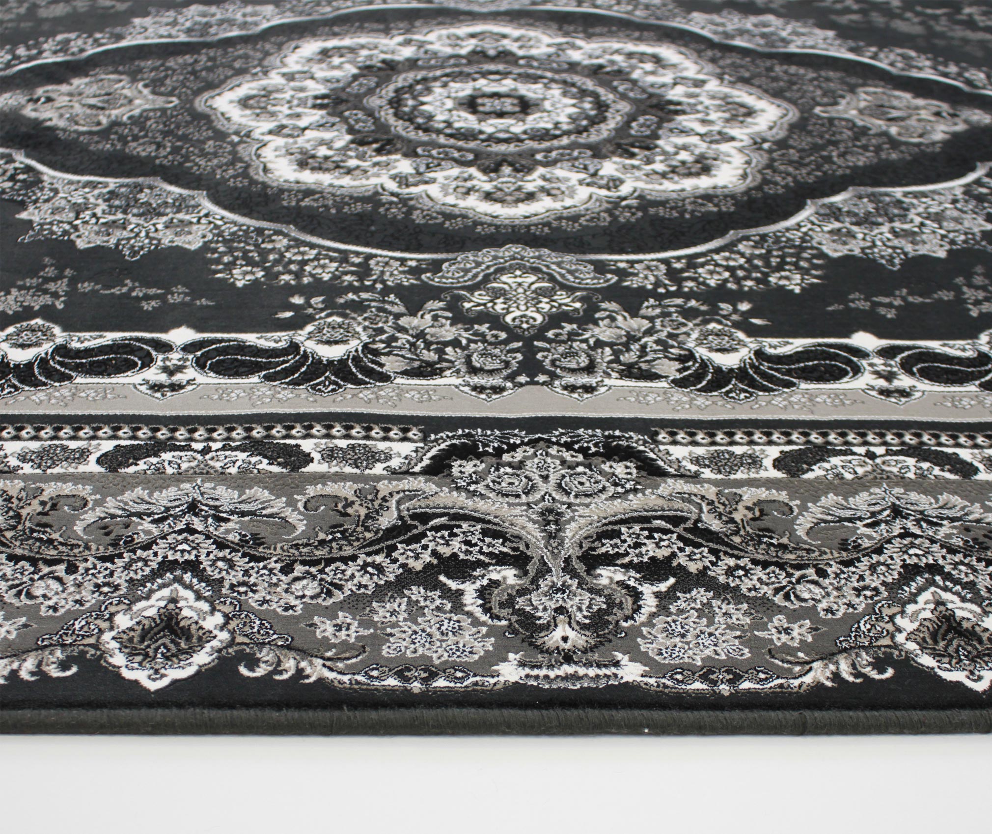 Zartosht 4730 Coal/Black White Round Rug - Australian Rugs