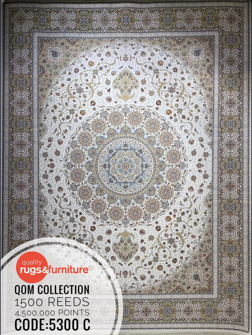 Zartosht 5300 Cream Round Rug - Australian Rugs