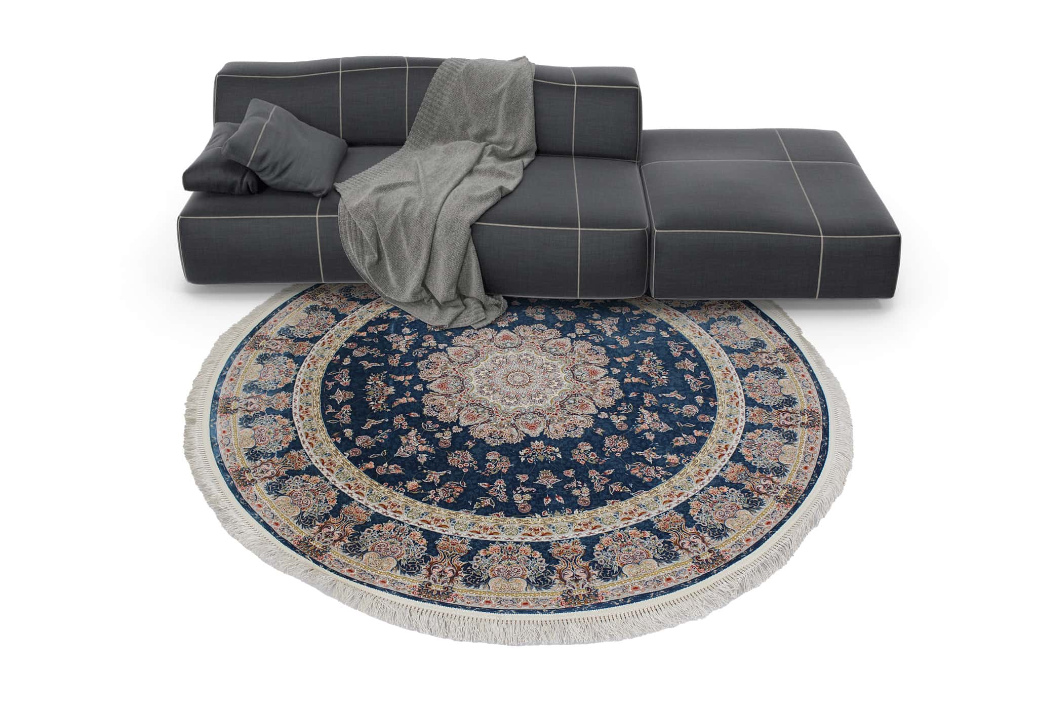 Zartosht 5858 Marin Blue Round Rug - Australian Rugs