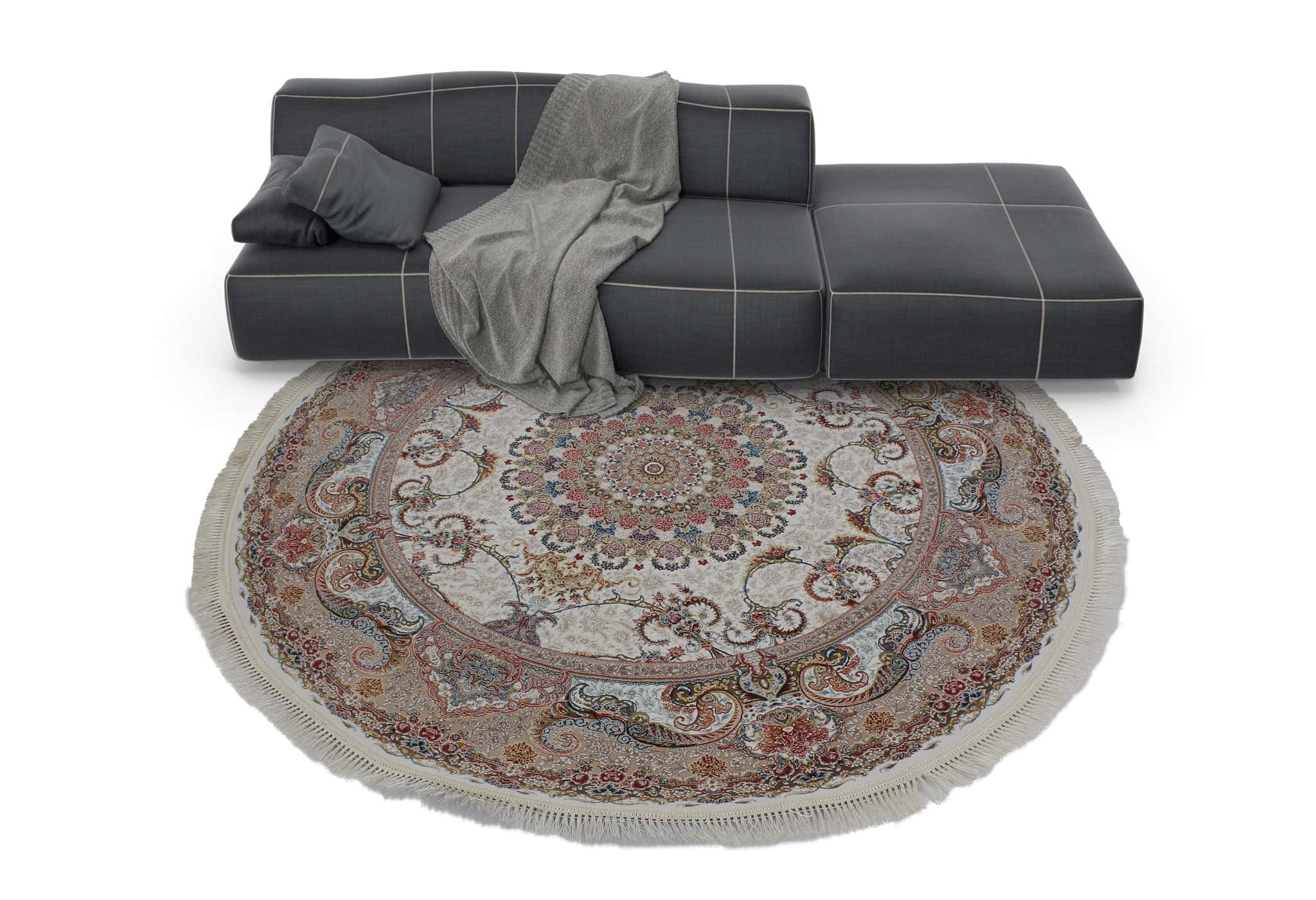Zartosht 6090 Cream Round Rug - Australian Rugs